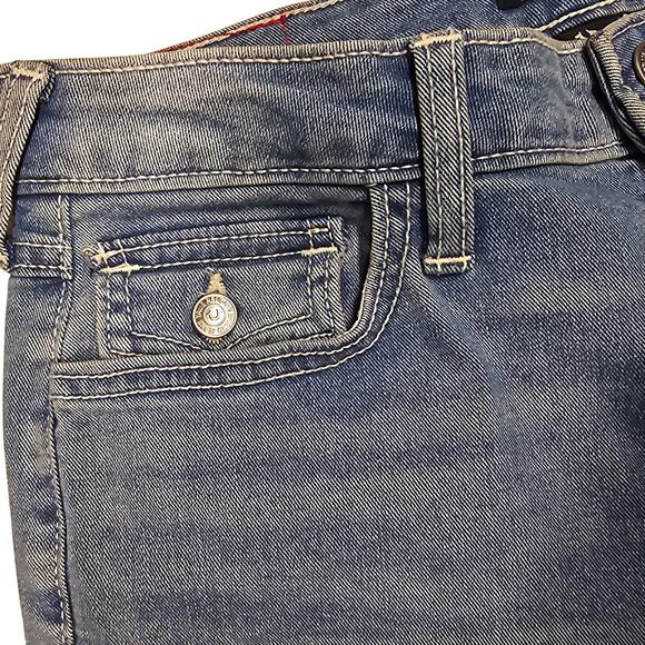 True Religion Joey Mid Rise Flap Pockets Flare Jeans Light Idyllic Wash Size 28 - Picture 6 of 10